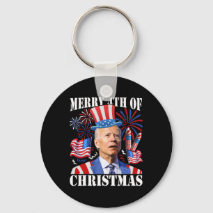 Funny Joe Biden Merry 4th Of Christmas 4th Of July Key Ring