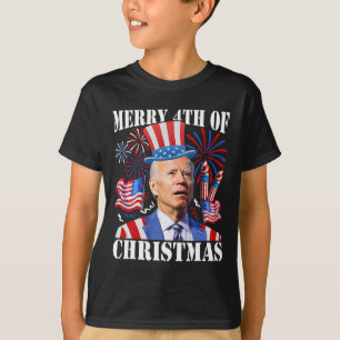 Funny Joe Biden Merry 4th Of Christmas 4th Of July T-Shirt