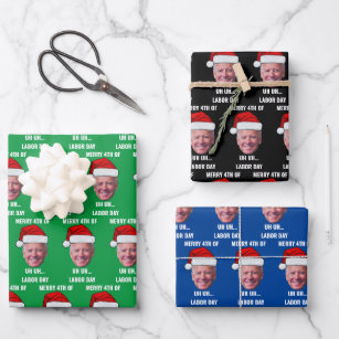 Funny Joe Biden Merry 4th Of Labour Day Humour Wrapping Paper Sheet