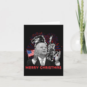 Funny Joe Biden Merry Christmas In July Usa Flag 4 Card