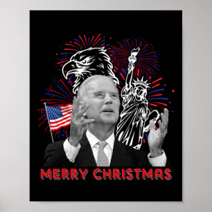 Funny Joe Biden Merry Christmas In July Usa Flag 4 Poster