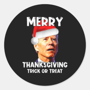 Funny Joe Biden Santa Hat Merry Thanksgiving Chris Classic Round Sticker