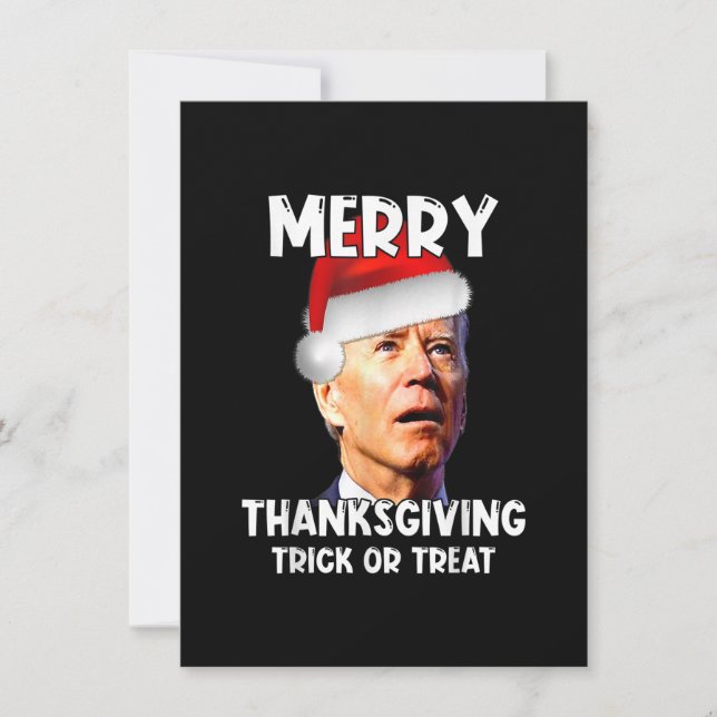 Funny Joe Biden Santa Hat Merry Thanksgiving Chris Invitation (Front)