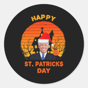 Funny Joe Biden St Patrick Christmas Joe Biden Hal Classic Round Sticker