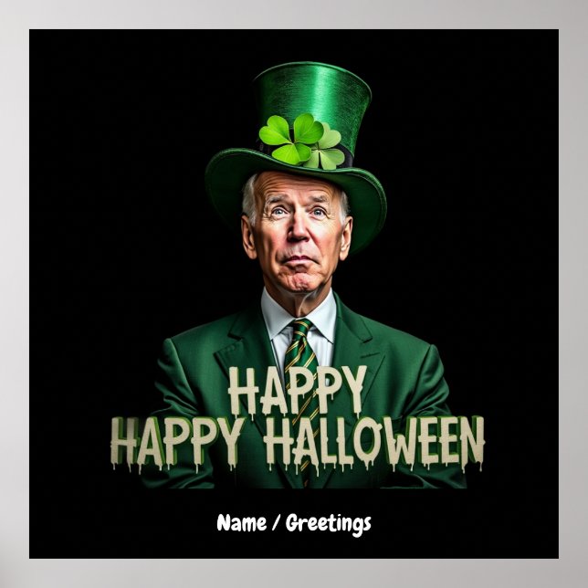 Funny Joe Biden St. Patrick’s Day Confused  Poster (Front)