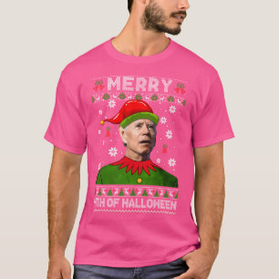 Funny Joe Biden Ugly Christmas Merry 4Th Of Hall T-Shirt