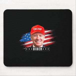 Funny Joe Biden Wearing Hat Trump Mouse Pad