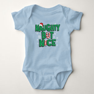 Funny Joke Christmas Humour Naughty But Nice Baby Bodysuit