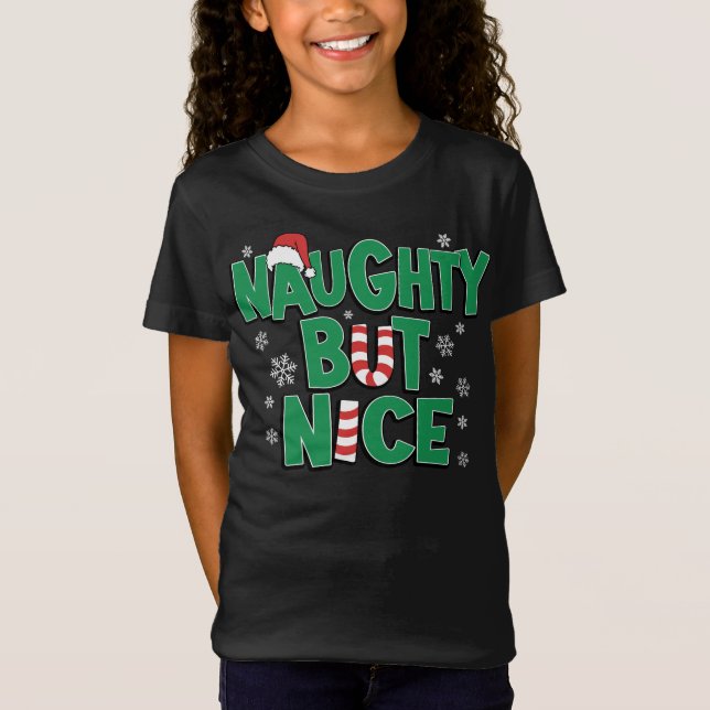 Funny Joke Christmas Humour Naughty But Nice T-Shirt (Front)