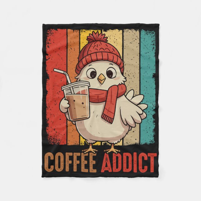Funny Joke Coffee Lover Chicken Drinking Coffee Fa Fleece Blanket (Front)