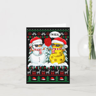 Funny joke pickleball equipment cosplay snowman card