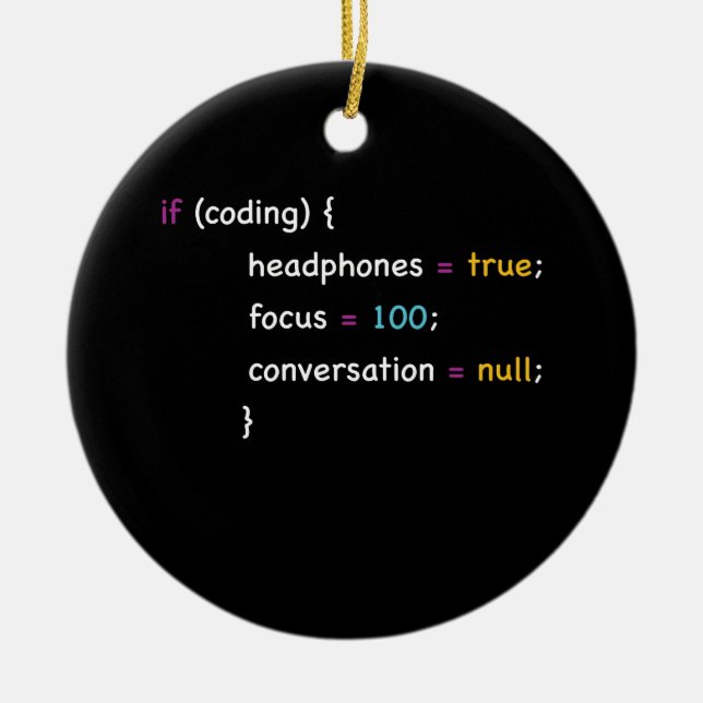 Funny Joke Programming If Coding Headphones Focus Ceramic Tree Decoration (Front)