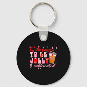 Funny Jolly And Caffeinated Christmas Tree Coffee  Key Ring