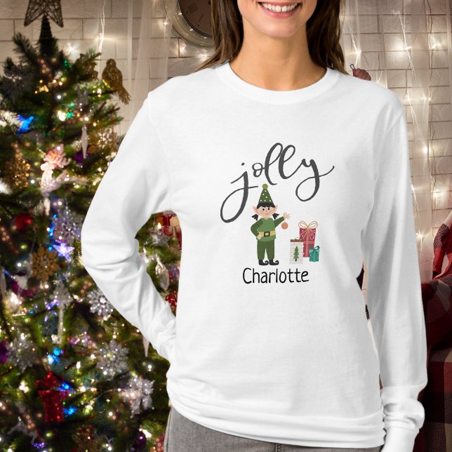 Funny Jolly Elf Christmas Name Ladies T-Shirt (Funny Jolly Elf Christmas Name Ladies T-Shirt)