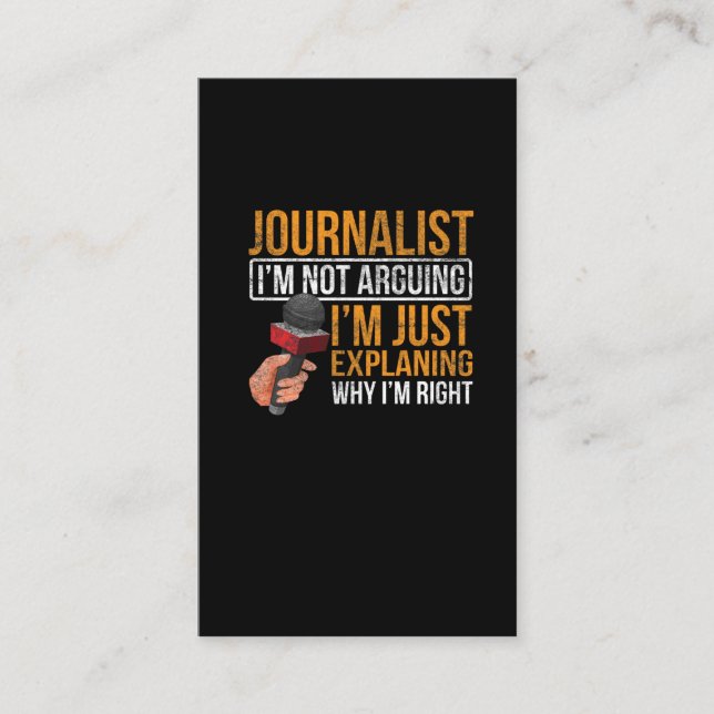 Funny Journalist Job Sarcasm News Author Reporter Business Card (Front)