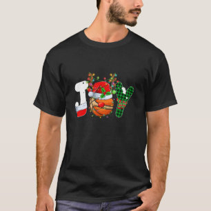 Funny Joy Basketball Santa Hat Reindeer Christmas  T-Shirt