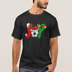 Funny Joy Soccer Santa Hat Reindeer Christmas Ligh T-Shirt