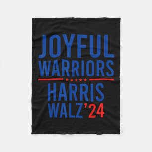 Funny Joyful Warriors Kamala Harris Waltz 2024 Fleece Blanket