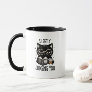 Funny judging cat word art  mug