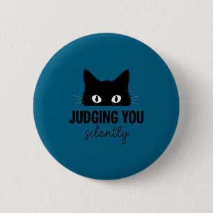 Funny Judging Silently Black Cat Staring 6 Cm Round Badge