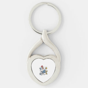 Funny July 4th Chicken Beer Patriotic Shirt Design Key Ring