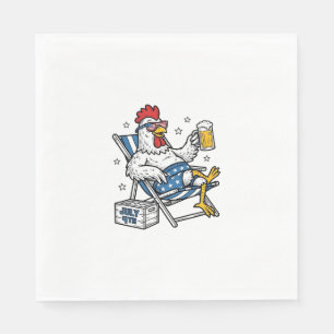 Funny July 4th Chicken Beer Patriotic Shirt Design Napkin