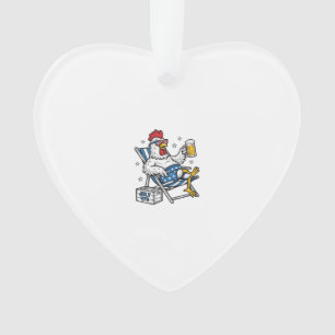 Funny July 4th Chicken Beer Patriotic Shirt Design Ornament