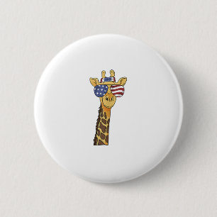Funny July 4th US Flag Patriotic Giraffe  6 Cm Round Badge