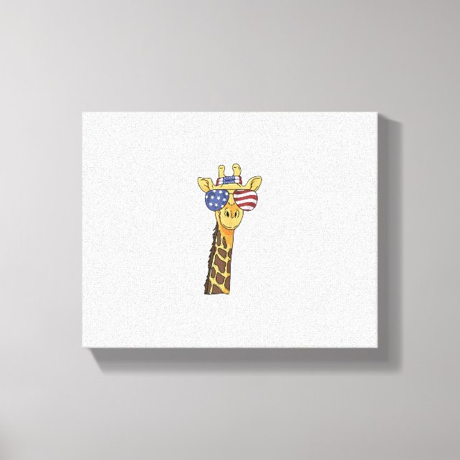 Funny July 4th US Flag Patriotic Giraffe  Canvas Print (Front)