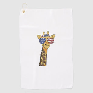 Funny July 4th US Flag Patriotic Giraffe  Golf Towel