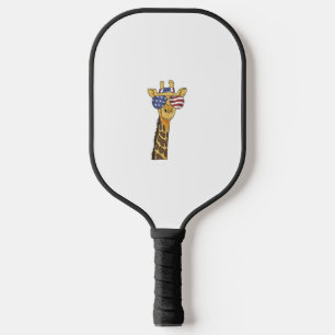Funny July 4th US Flag Patriotic Giraffe Pickleball Paddle
