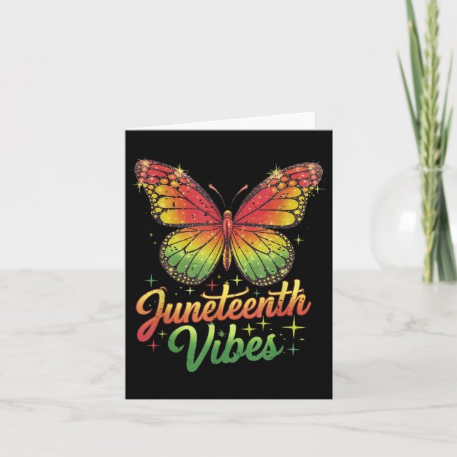 Funny Juneteenth Vibes 1865 Butterfly Black Queen  Card (Front)