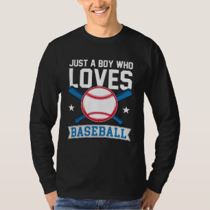 Funny Just A Boy Who Loves Baseball Pitcher Catche T-Shirt