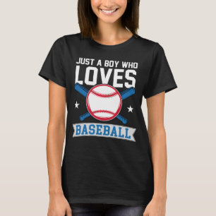 Funny Just A Boy Who Loves Baseball Pitcher Catche T-Shirt