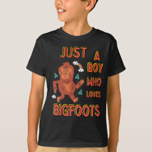 Funny just a boy who loves bigfoot cute colourful T-Shirt