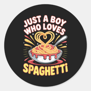 Funny Just A Boy Who Loves Spaghetti Classic Round Sticker