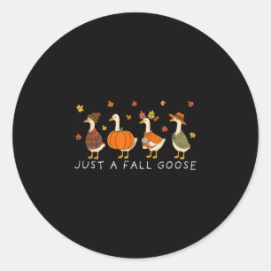 Funny Just A Cozy Goose Autumn Animal Fall Goose  Classic Round Sticker
