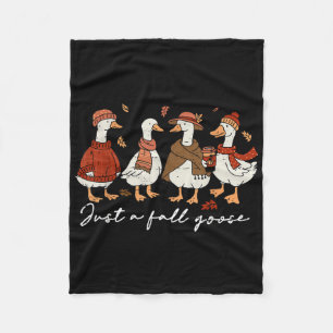 Funny Just A Fall Goose Autumn Pumpkin Cute Cosy S Fleece Blanket