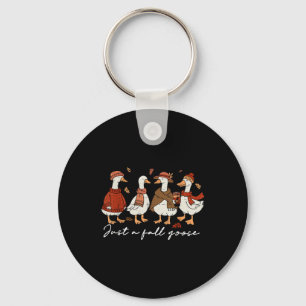 Funny Just A Fall Goose Autumn Pumpkin Cute Cosy S Key Ring