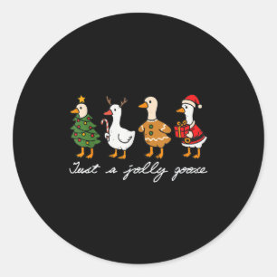 Funny Just A Jolly Goose Duck Santa Christmas Holi Classic Round Sticker