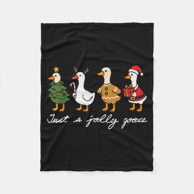 Funny Just A Jolly Goose Duck Santa Christmas Holi Fleece Blanket (Front)