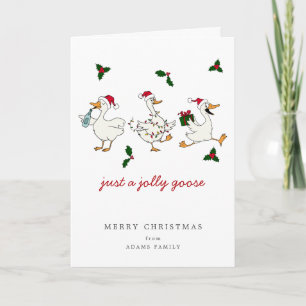 Funny Just A Jolly Goose Silly Santa Christmas Card