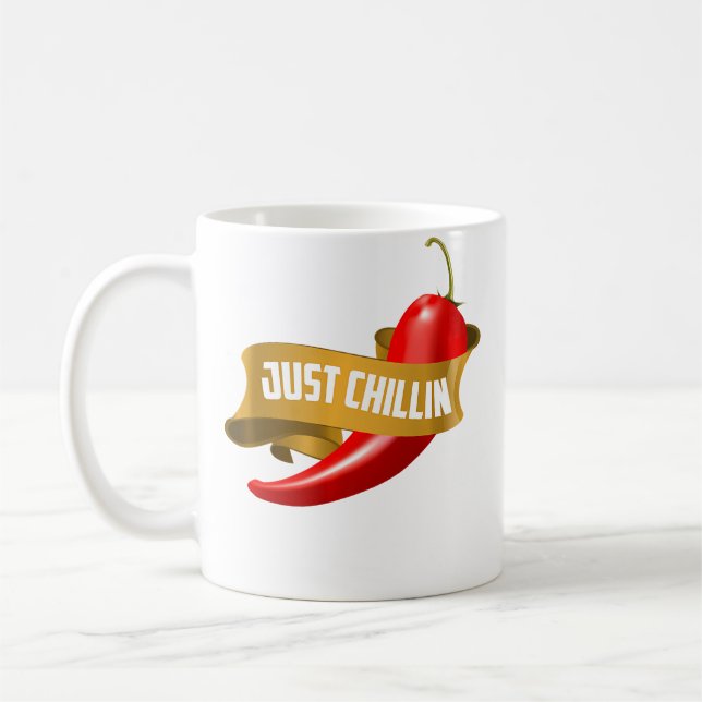 Funny Just Chillin Chilli Pepper For Spicy Food Lo Coffee Mug (Left)
