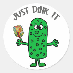 Funny Just Dink it Pickle Playing Pickleball Classic Round Sticker