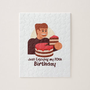 funny just enjoying my 70th birthday sayings jigsaw puzzle