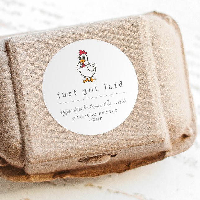 Funny Just Got Laid Farm Coop Egg Carton Label (Creator Uploaded)