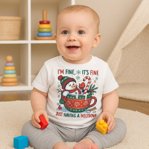 Funny Just Having A Meltdown Snowman Christmas Baby T-Shirt