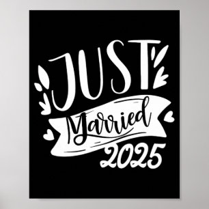 Funny Just Married 2025 Cute Bride And Groom Marri Poster