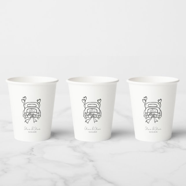Funny just married car custom wedding paper cups (Multi)