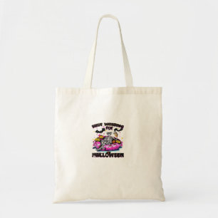 Funny Just Waiting For Halloween Skeleton Spooky V Tote Bag